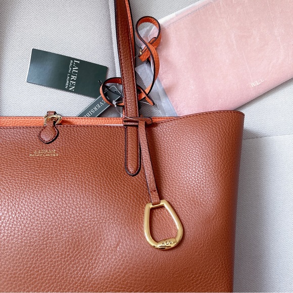 Sold!❣️ Lauren Ralph Lauren Large Reversible Pebbled-Faux Leather Tote Bag NWT - Picture 13 of 15